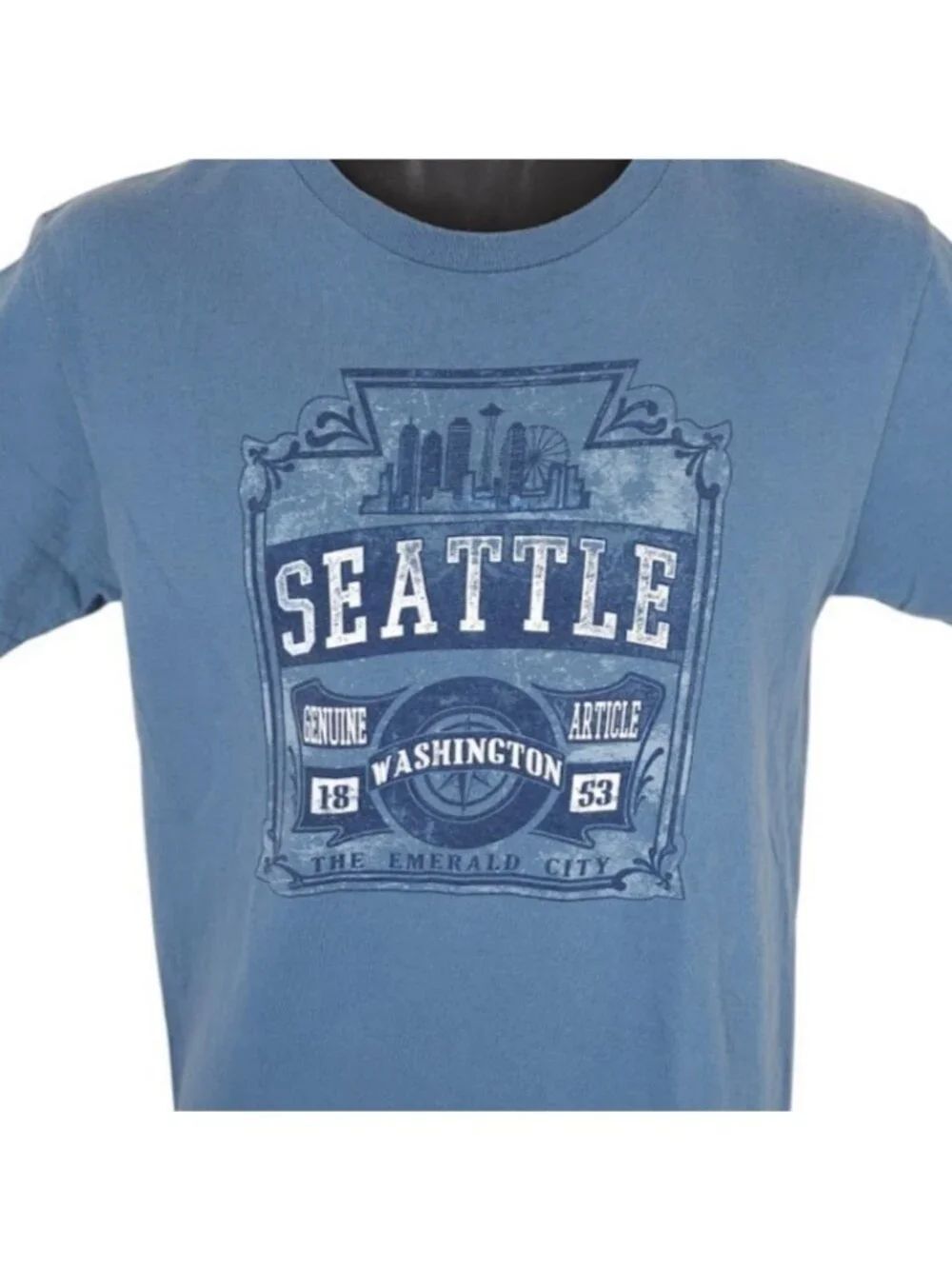 Seattle T Shirt Mens Size Small Blue Washington Travel Destination Tee